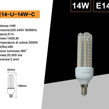Lampadina LED E14 14W 3000K – 1200LM luce calda per camera da letto e sala relax enzoled