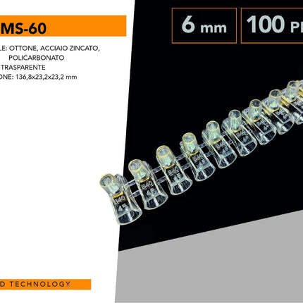 100 Morsetti Forbox Unipolari a Cappuccio Trasparenti – Per Cavi 6mm, Confezione da 100 Pezzi enzoled
