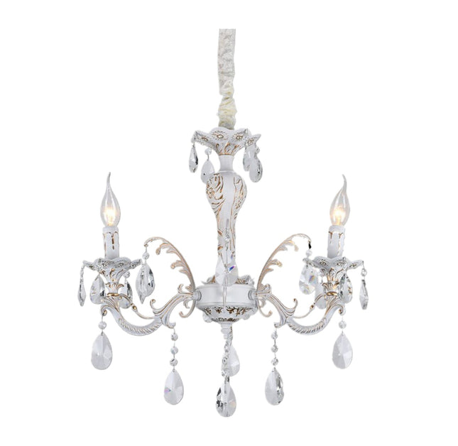 Lampadario da soffitto bianco 3xE14 - Alluminio + Vetro, luce soffusa elegante enzoled