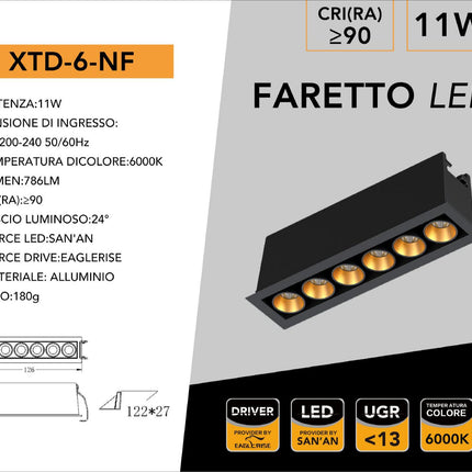 Lampada da Soffitto per Ufficio Bianca 10W 6000K, Materiale Alluminio - Luce Fredda Efficiente enzoled