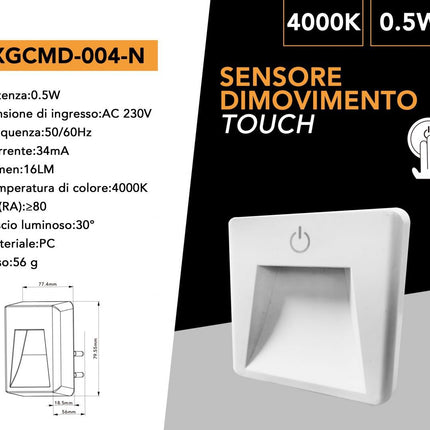 Luce notturna a led 0.5 watt con accensione touch lampada con spina punto luce enzoled