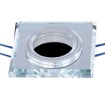 Supporto GU10 Cristallo Lucido Argento 60mm in Alluminio+Vetro per Lampade LED enzoled