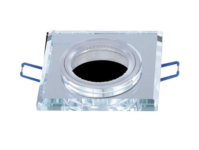 Supporto GU10 Cristallo Lucido Argento 60mm in Alluminio+Vetro per Lampade LED enzoled