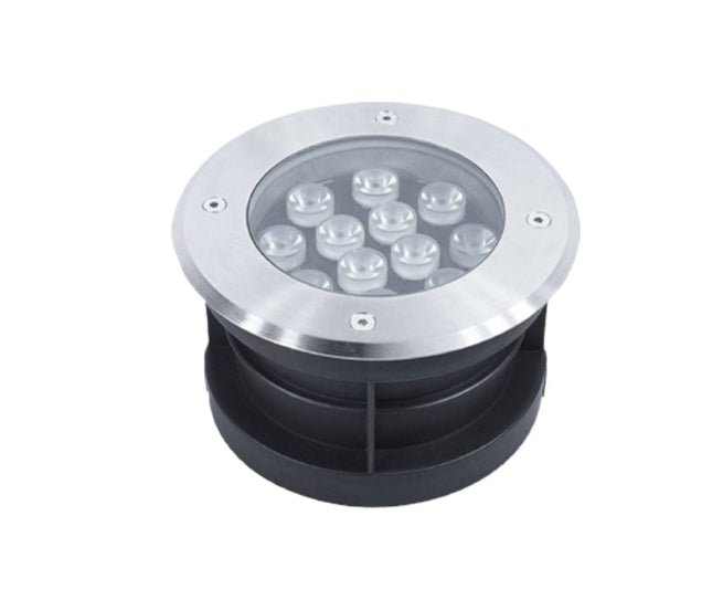 Luce da terra 12W 6500K IP67 - corpo in alluminio, vetro, acciaio e ABS, luce fredda per esterni enzoled