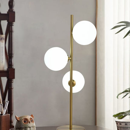 Lampada da tavolo minimalista bronzo con 3 sfere piantana da terra con stelo per soggiorno open space enzoled