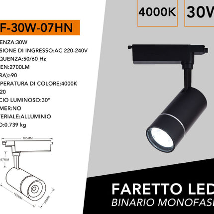 LAMPADA DA PISTA NERA/COB/30W/2700LM/4000K - enzoled