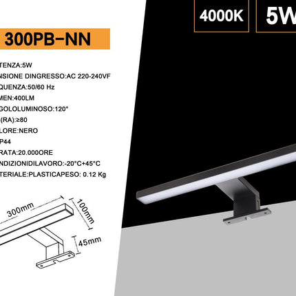 Lampada per specchio da bagno con doppia istallazione 5 watt applique a luce naturale 4000k IP44 enzoled