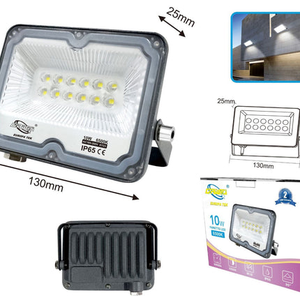 Faretto LED da Esterno Professionale 10W 20W 30W 50W 100W 200W 300W IP65, Design Slim, Impermeabile, Lunga Durata - Ideale per Giardini, Cortili e Aree Commerciali - enzoled