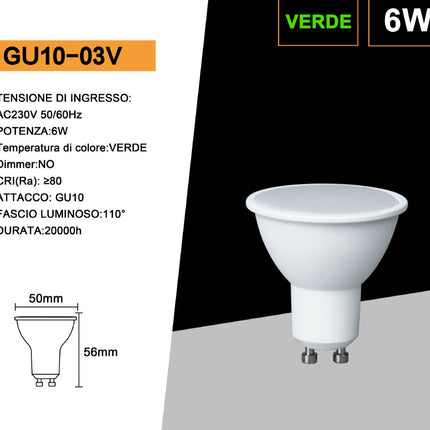 Luce GU10 5W verde - luce brillante per decorazione e effetto scenografico enzoled