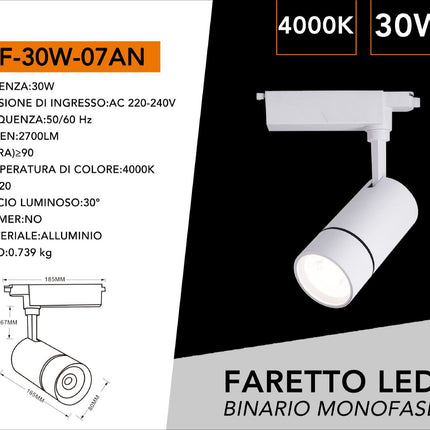 LAMPADA DA PISTA BIANCA/COB/30W/2700LM/4000K - enzoled