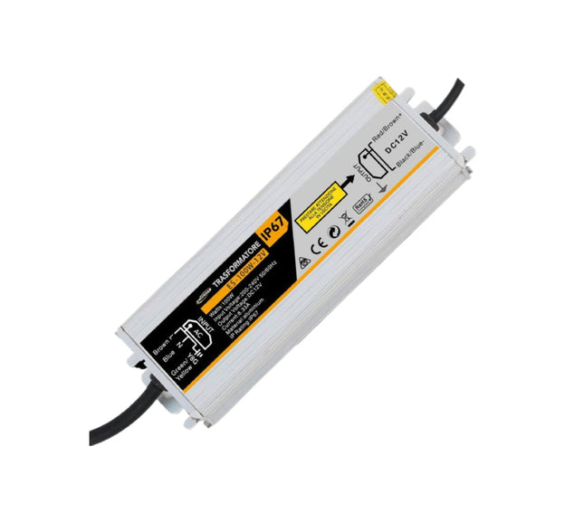 Alimentatore switching 12V 100W IP67 - Impermeabile, metallico | 220V-12V 8.33A | UNIVERSO ES-100W-12V enzoled