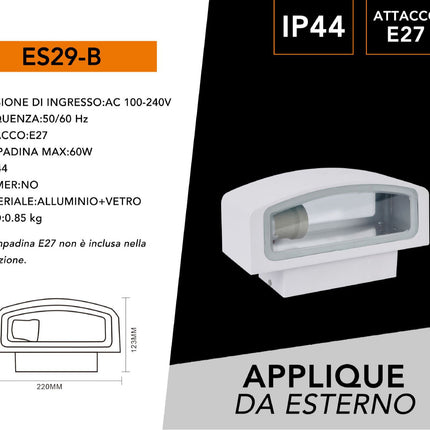 APPLIQUE DA MURO/BIANCO/E27 - enzoled