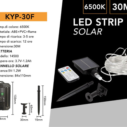 Filo led 30 metri 300 micro led stringa a pannello solare con picchetto catena di luce per decorazioni natalizie giardino vari colorazioni di luce enzoled