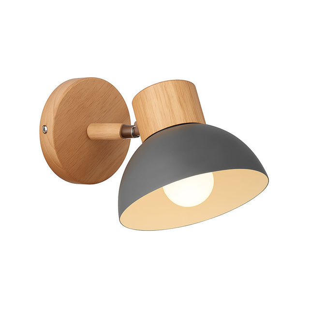 Applique da parete in legno e metallo orientabile attacco E27