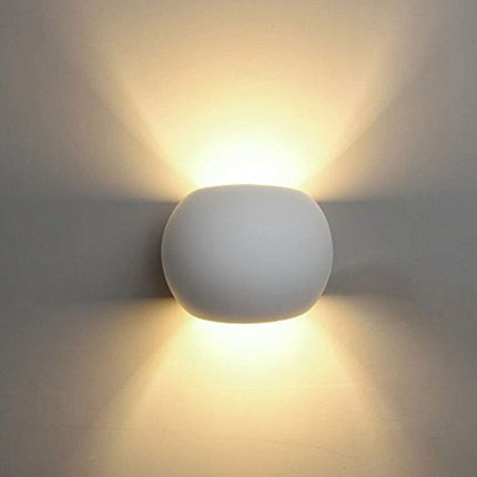 Applique da parete in gesso tondo a doppia emissione di luce attacco G9 enzoled