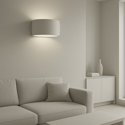 Applique da parete ovale in gesso a doppia emissione di luce R7S enzoled