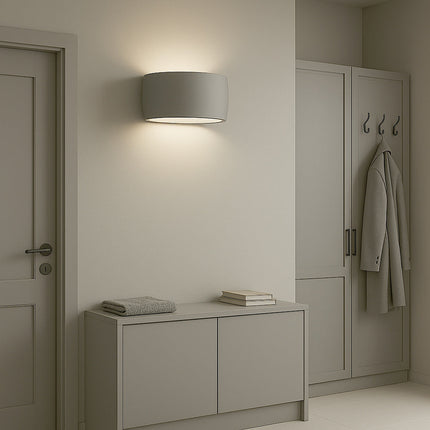 Applique da parete ovale in gesso a doppia emissione di luce R7S enzoled