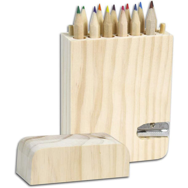 Astuccio in legno con 12 pastelli colorati scatola portapastelli con temperamatite personalizzabile decoupage - enzoled