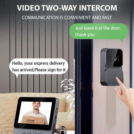 Campanello senza fili wireless ricaricabile audio e video con monitor 4,3 pollici videocitofono registra su scheda SD enzoled