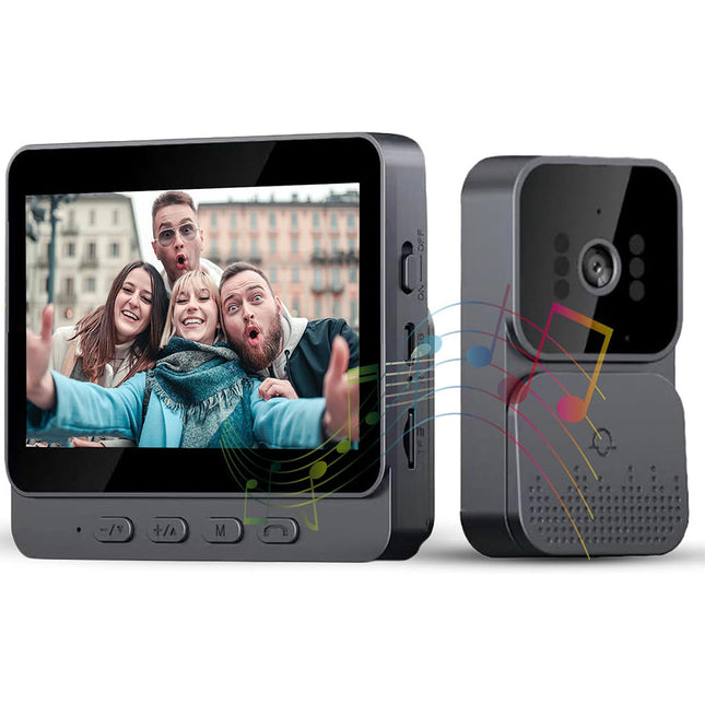 Campanello senza fili wireless ricaricabile audio e video con monitor 4,3 pollici videocitofono registra su scheda SD enzoled