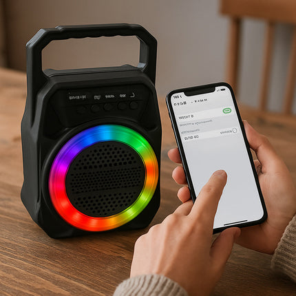 Cassa bluetooth TWS radio FM luci led RGB 5W ricaricabile USB/TF/AUX enzoled
