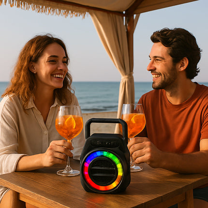 Cassa bluetooth TWS radio FM luci led RGB 5W ricaricabile USB/TF/AUX enzoled