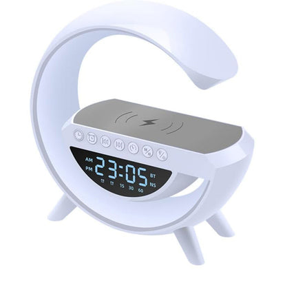 Cassa Speaker bluetooth lampada G RGB con ricarica per smartphone induzione orologio sveglia enzoled