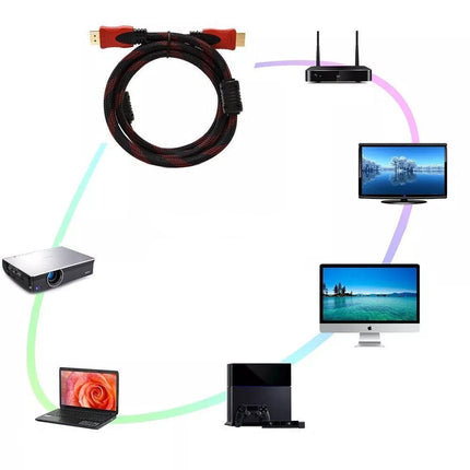 Cavo da HDMI a HDMI maschio a maschio schermato con filtri da 5 metri per video ad alta definizione risoluzione 1080p con connettori in oro 24k - enzoled