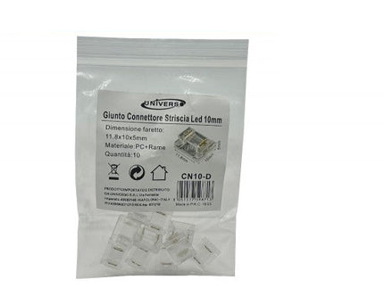10 Connettori Lineari Trasparenti 2 Pin per Striscia LED Monocolore 10mm – Collegamento Rapido Strip LED enzoled