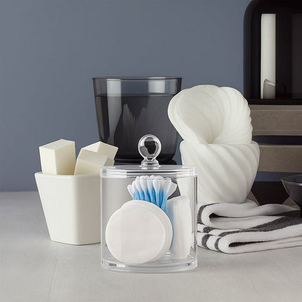 Contenitore porta cotton fioc make up organizer 2 scomparti da bagno enzoled