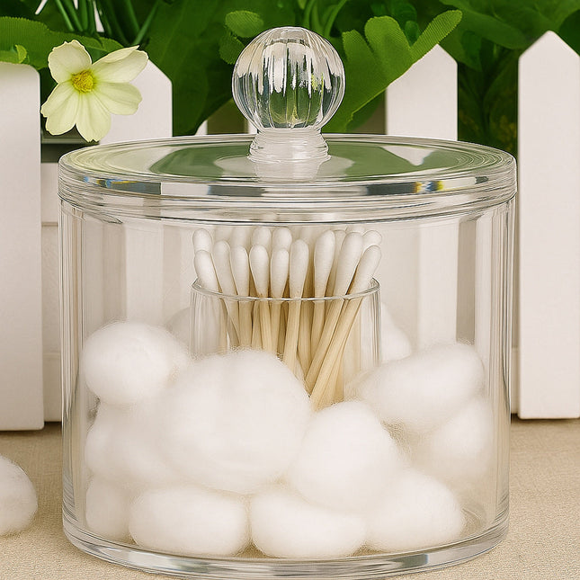 Contenitore porta cotton fioc make up organizer 2 scomparti da bagno enzoled