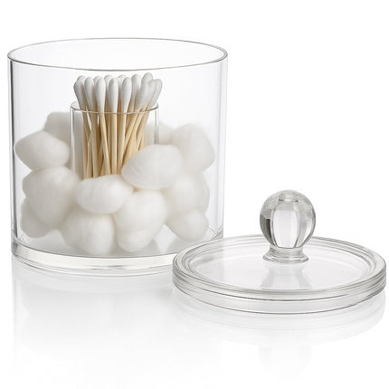Contenitore porta cotton fioc make up organizer 2 scomparti da bagno enzoled