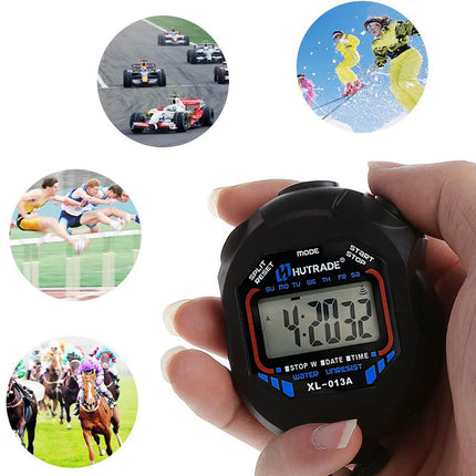 Cronometro elettronico digitale con display orologio e sveglia