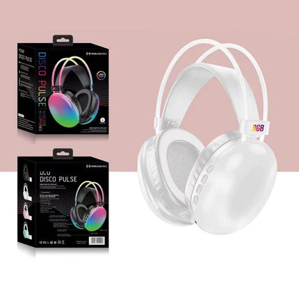 Cuffia bluetooth ricaricabile cuffie wireless con luci rgb auricolare per musica pc smartphone - enzoled