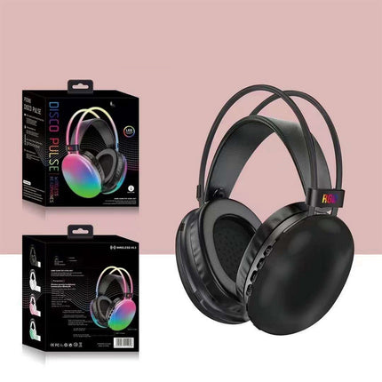 Cuffia bluetooth ricaricabile cuffie wireless con luci rgb auricolare per musica pc smartphone - enzoled