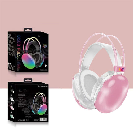 Cuffia bluetooth ricaricabile cuffie wireless con luci rgb auricolare per musica pc smartphone - enzoled