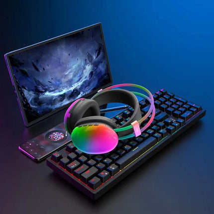 Cuffia bluetooth ricaricabile cuffie wireless con luci rgb auricolare per musica pc smartphone - enzoled