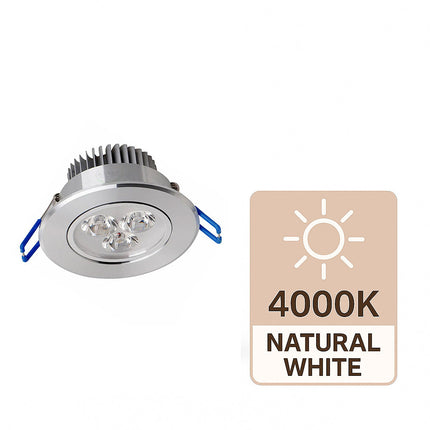 Faretto spot 3 led ad incasso 3 watt punto luce orientabile