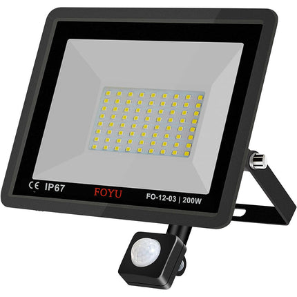 Faro 144 led 200 watt con sensore di passaggio luce bianca 6500k IP67