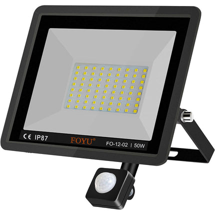Faro 72 led 50 watt con sensore di passaggio luce bianca 6500k IP67