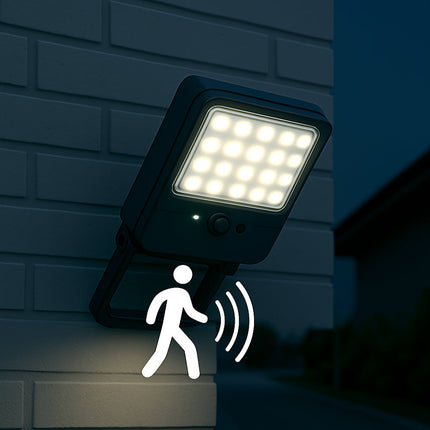 Faro solare 50 watt con sensore crepuscolare luce fredda IP65 enzoled