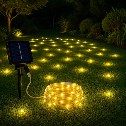 Filo 100 led 10M pannello solare picchetto vari colorazioni di luce enzoled