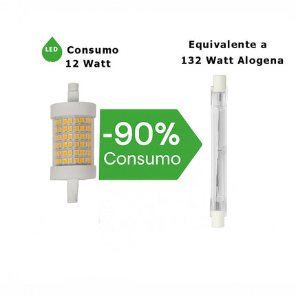 Lampadina led R7S 12 Watt 300° luce bianca calda naturale