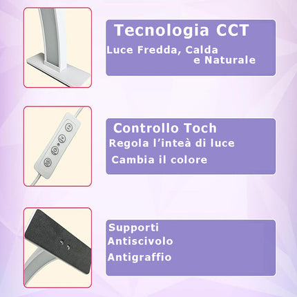 Lampada arco da tavolo mezza luna dimmerabile tecnologia CCT estetista