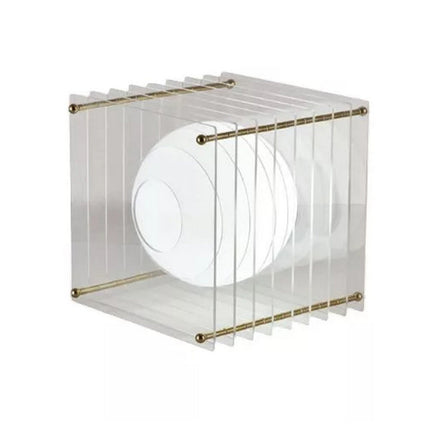 Lampada lume con sfera opalina e struttura trasparente finitura oro G9