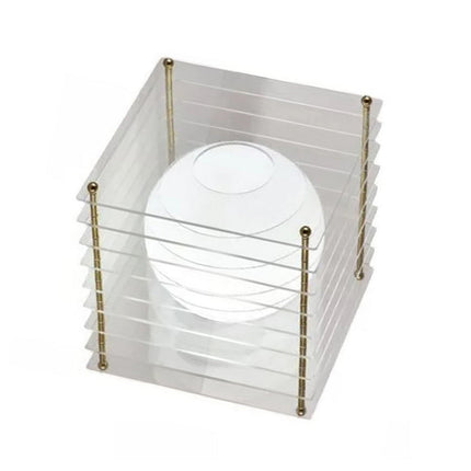 Lampada lume con sfera opalina e struttura trasparente finitura oro G9