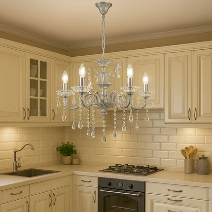 Lampadario con portalampada a candelabro 5 bracci lampada retrò E14