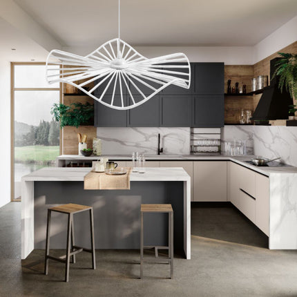 Lampadario moderno minimal da soffitto pendente a sospensione di forma rotonda traforato attacco E27 - enzoled