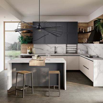 Lampadario moderno minimal da soffitto pendente a sospensione di forma rotonda traforato attacco E27 - enzoled