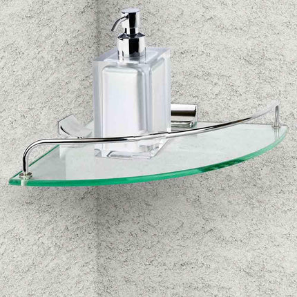 Mensola vetro da bagno angolare portaoggetti doccia fissaggio a muro enzoled